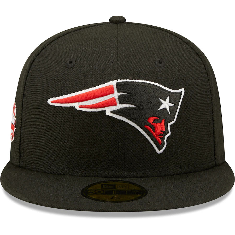 New Era Black New England Patriots Red Undervisor Super Bowl XXXVI Side Patch 59FIFTY Fitted Hat