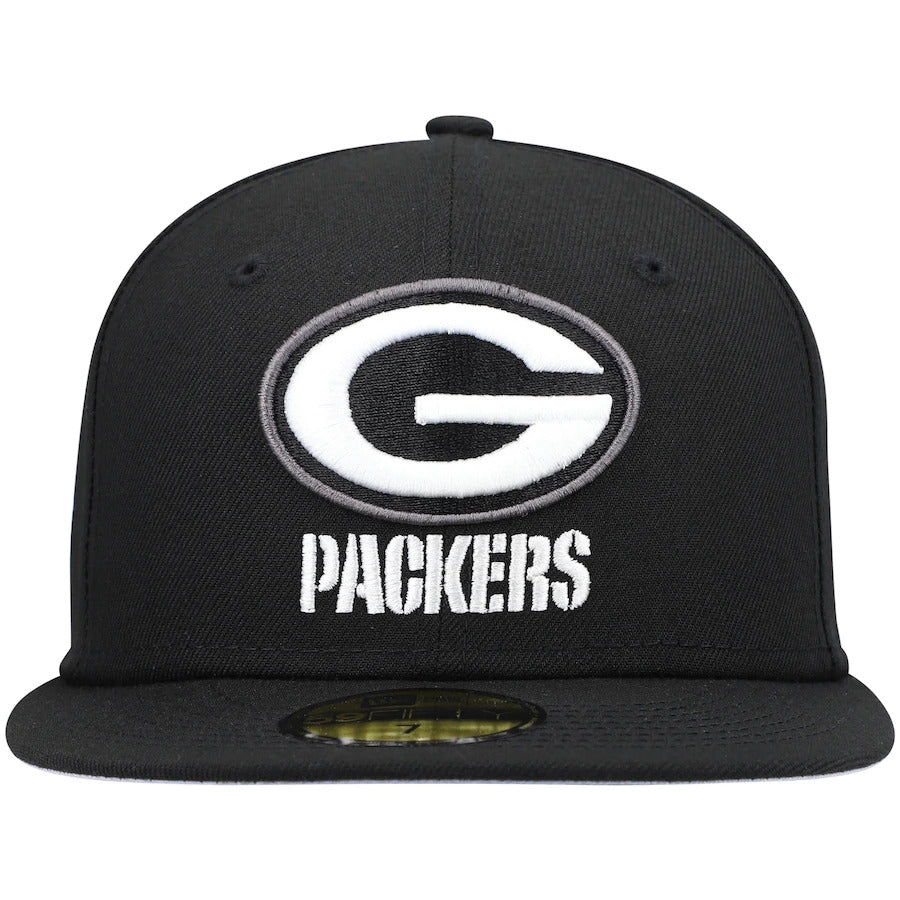 New Era Black Green Bay Packers Super Bowl Patch 59FIFTY Fitted Hat