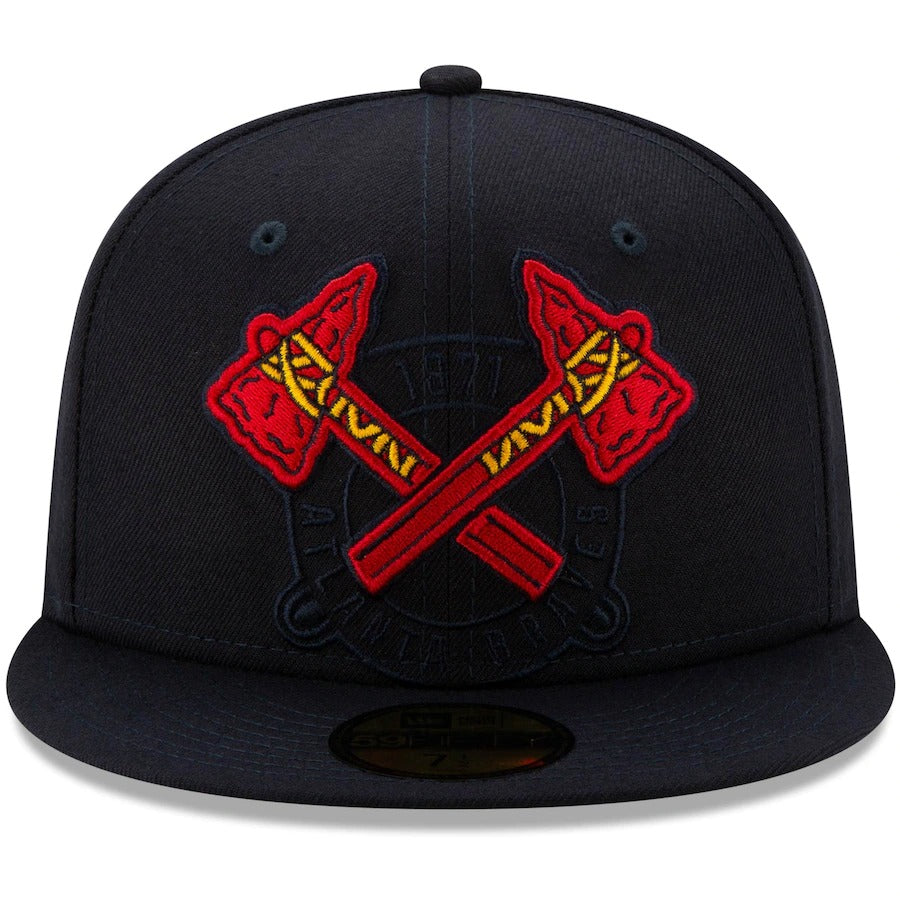New Era Atlanta Braves Navy Logo Elements 59FIFTY Fitted Hat