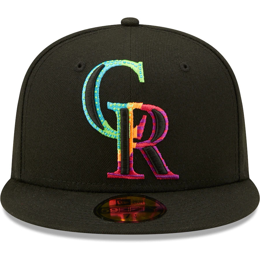 New Era Black Colorado Rockies Neon Fill 59FIFTY Fitted Hat