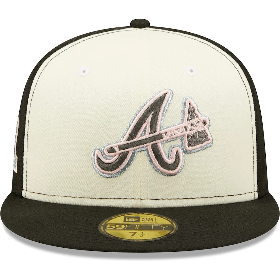 New Era Atlanta Braves Cream/Black Turner Field Final Season Pink Undervisor 59FIFTY Fitted Hat