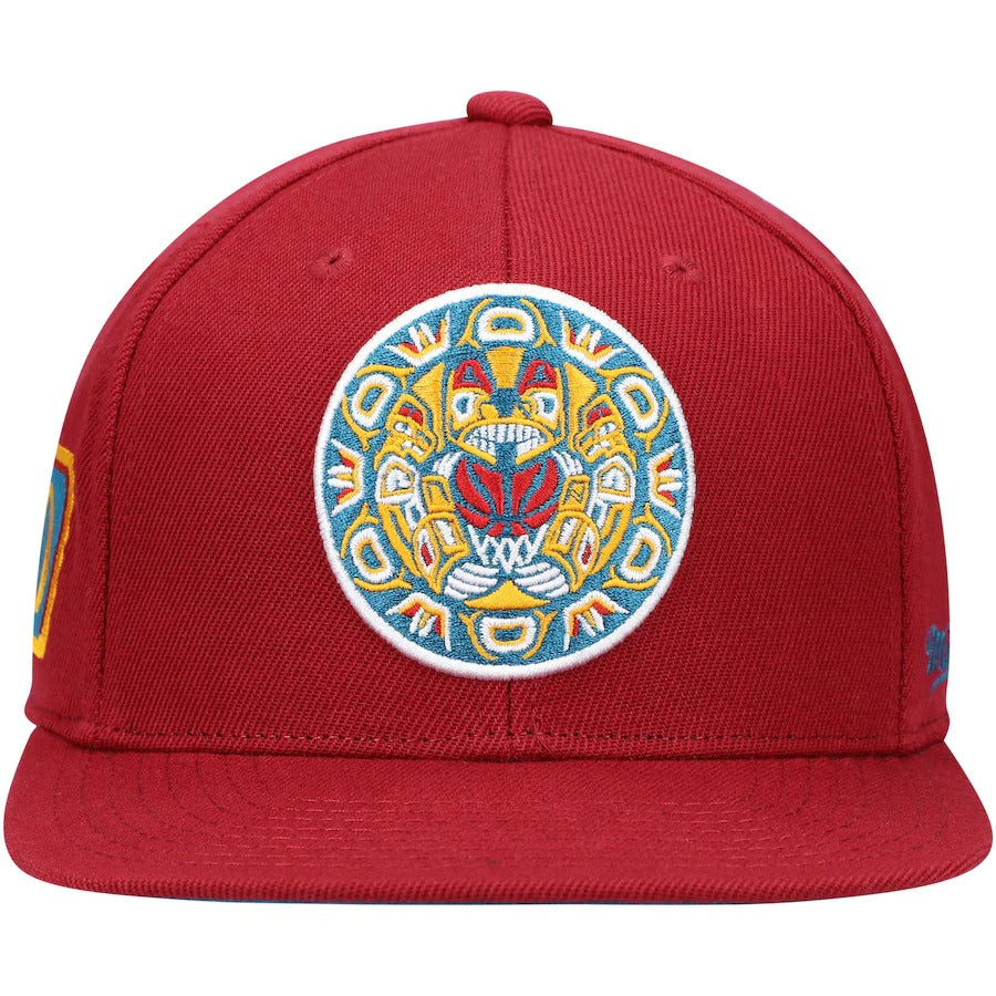 Mitchell & Ness x Lids Vancouver Grizzlies Red 50th Anniversary Hardwood Classics Northern Lights Fitted Hat