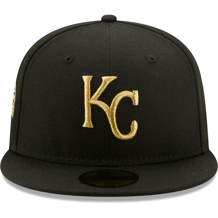 New Era Black Kansas City Royals 40th Anniversary Metallic Gold Undervisor 59FIFTY Fitted Hat