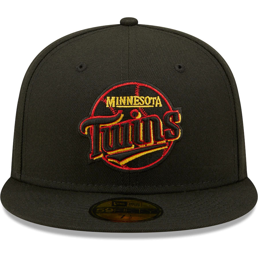 New Era Black Minnesota Twins 1987 World Series Gold Undervisor 59FIFTY Fitted Hat