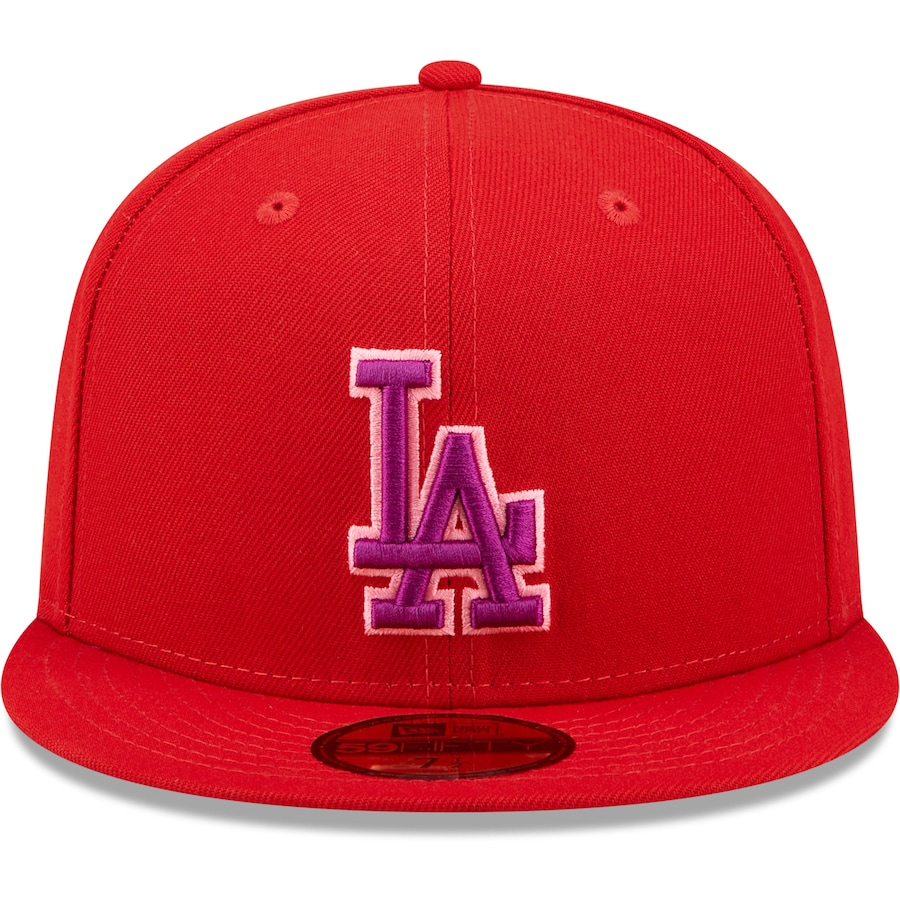 New Era Red Los Angeles Dodgers Purple Undervisor 59FIFTY Fitted Hat