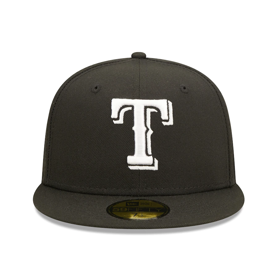 New Era Texas Rangers Black Team Logo 59FIFTY Fitted Hat