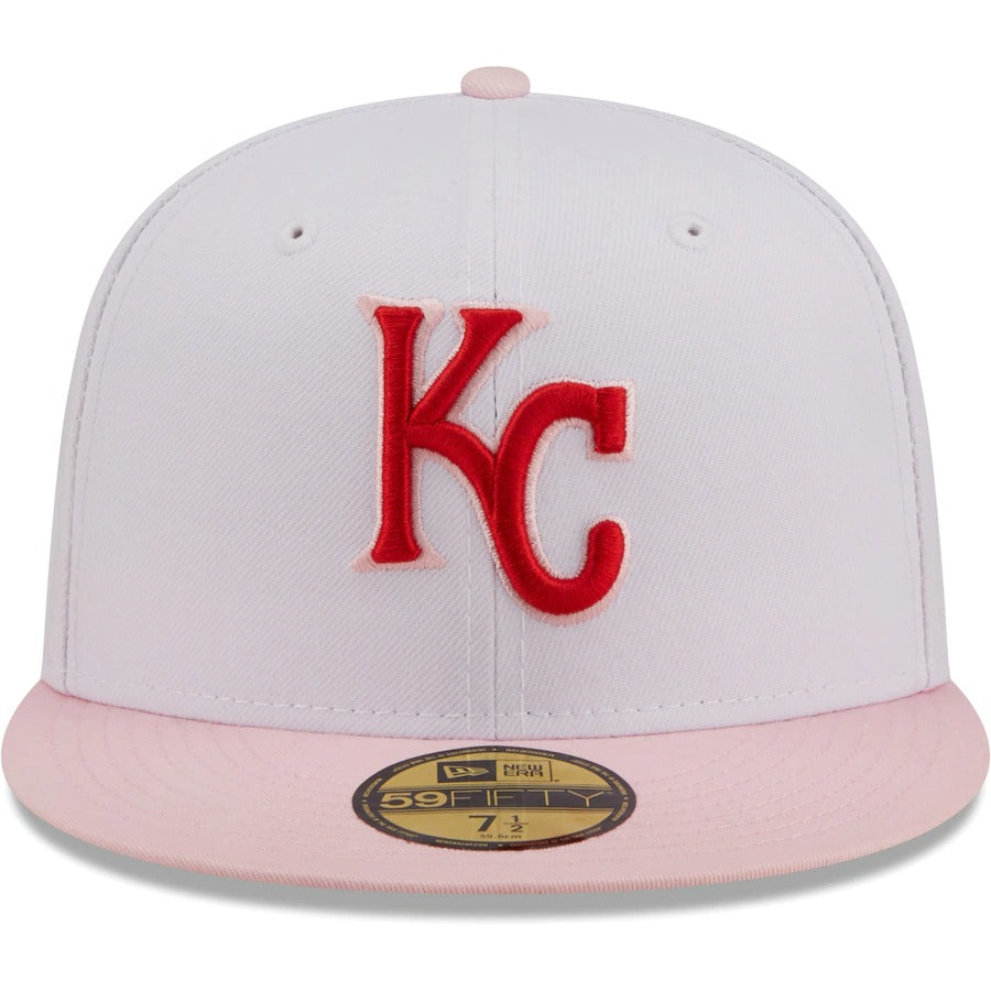 New Era Kansas City Royals White/Pink Scarlet Undervisor 59FIFTY Fitted Hat