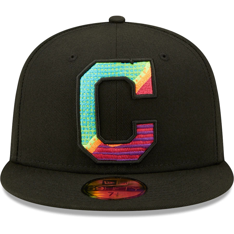 New Era Black Cleveland Indians Neon Fill 59FIFTY Fitted Hat