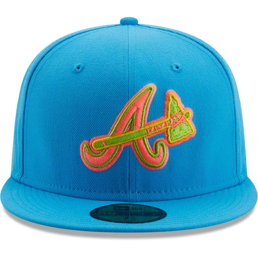 New Era Atlanta Braves Light Blue Pink Glow Undervisor 59FIFTY Fitted Hat