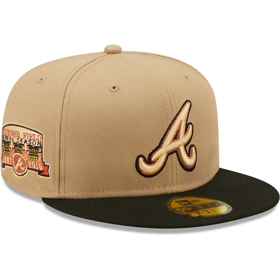 New Era Atlanta Braves Brown Turner Field Final Season Camel 59FIFTY Fitted Hat