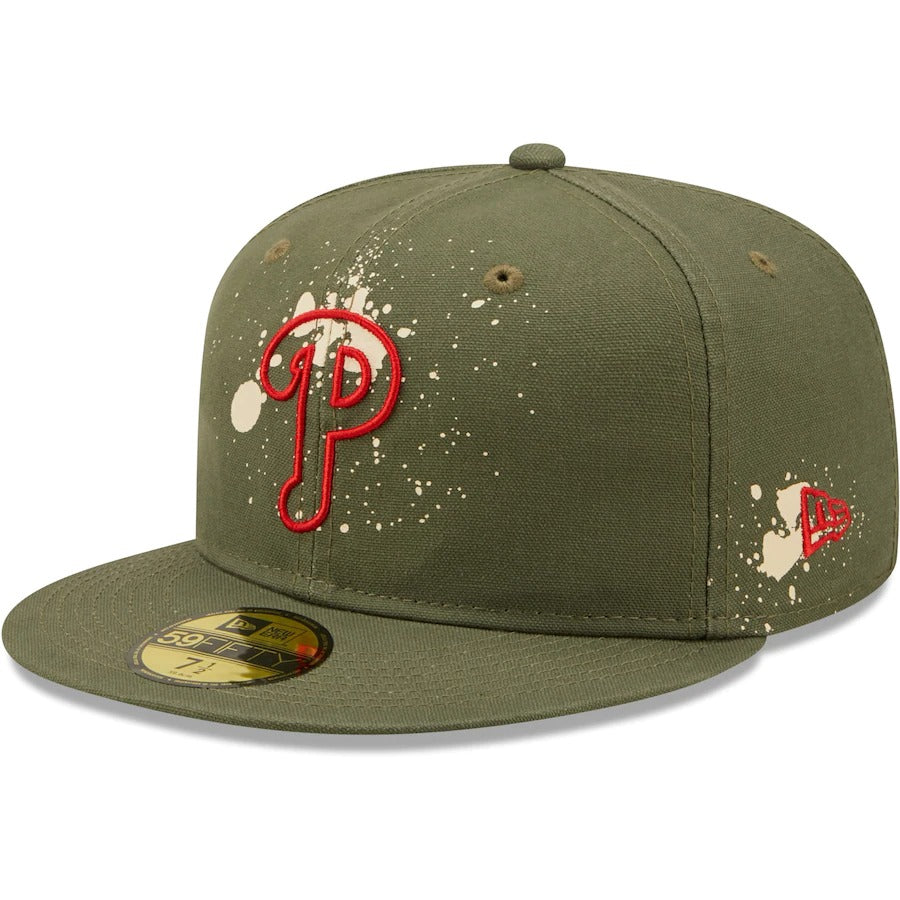 New Era Philadelphia Phillies Olive Splatter 59FIFTY Fitted Hat