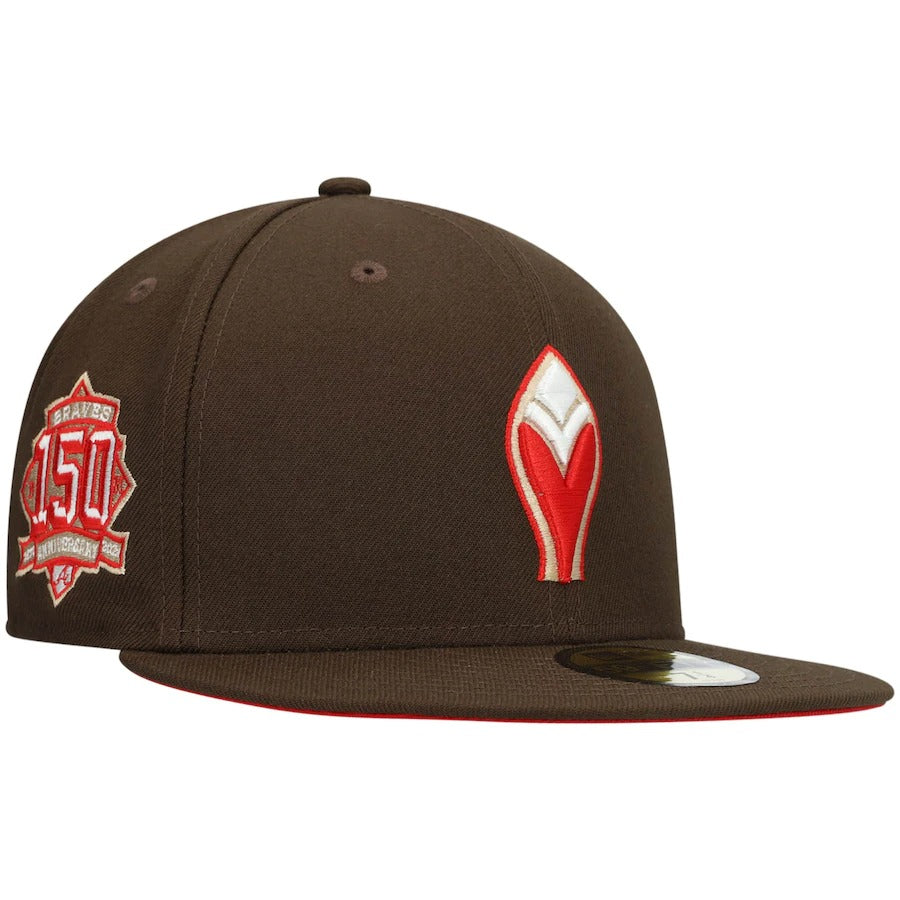 New Era Atlanta Braves Brown 150th Anniversary Team Scarlet Undervisor 59FIFTY Fitted Hat