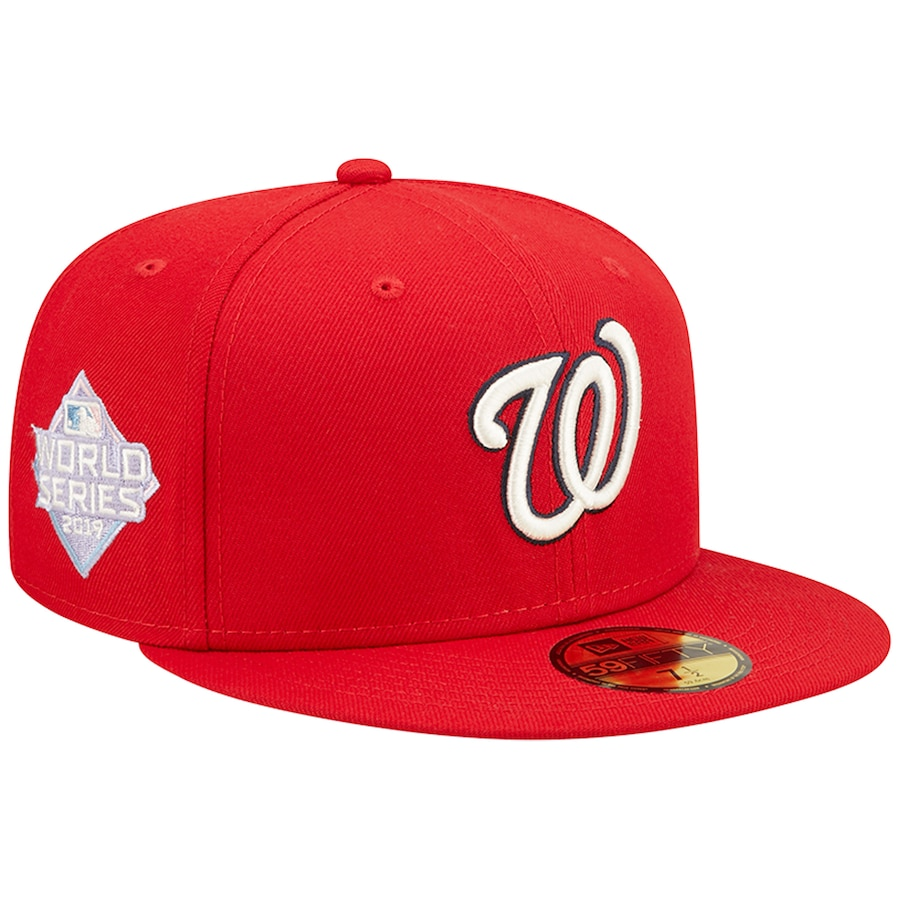 New Era Washington Nationals Red Pop Sweatband Undervisor 2019 MLB World Series Cooperstown Collection 59FIFTY Fitted Hat
