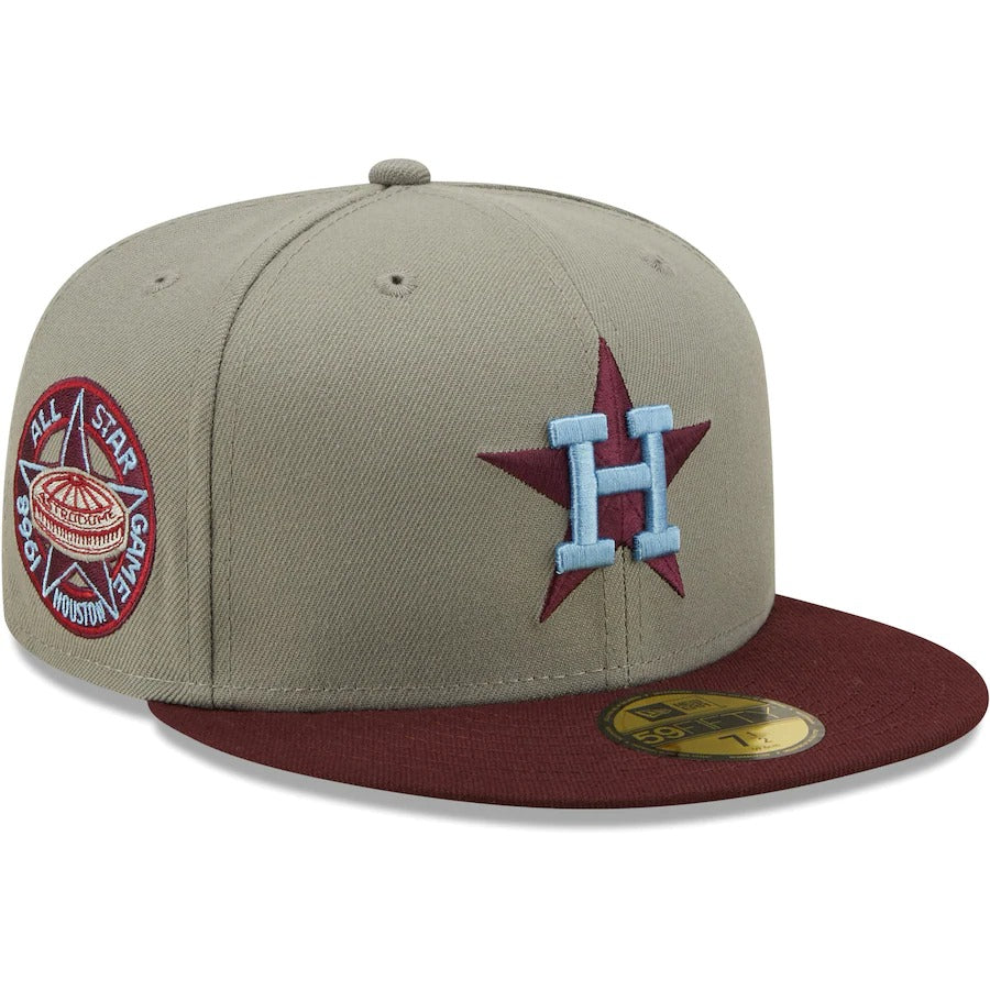 New Era Houston Astros Gray/Maroon Cooperstown Collection 1968 All-Star Game Blue Undervisor 59FIFTY Fitted Hat