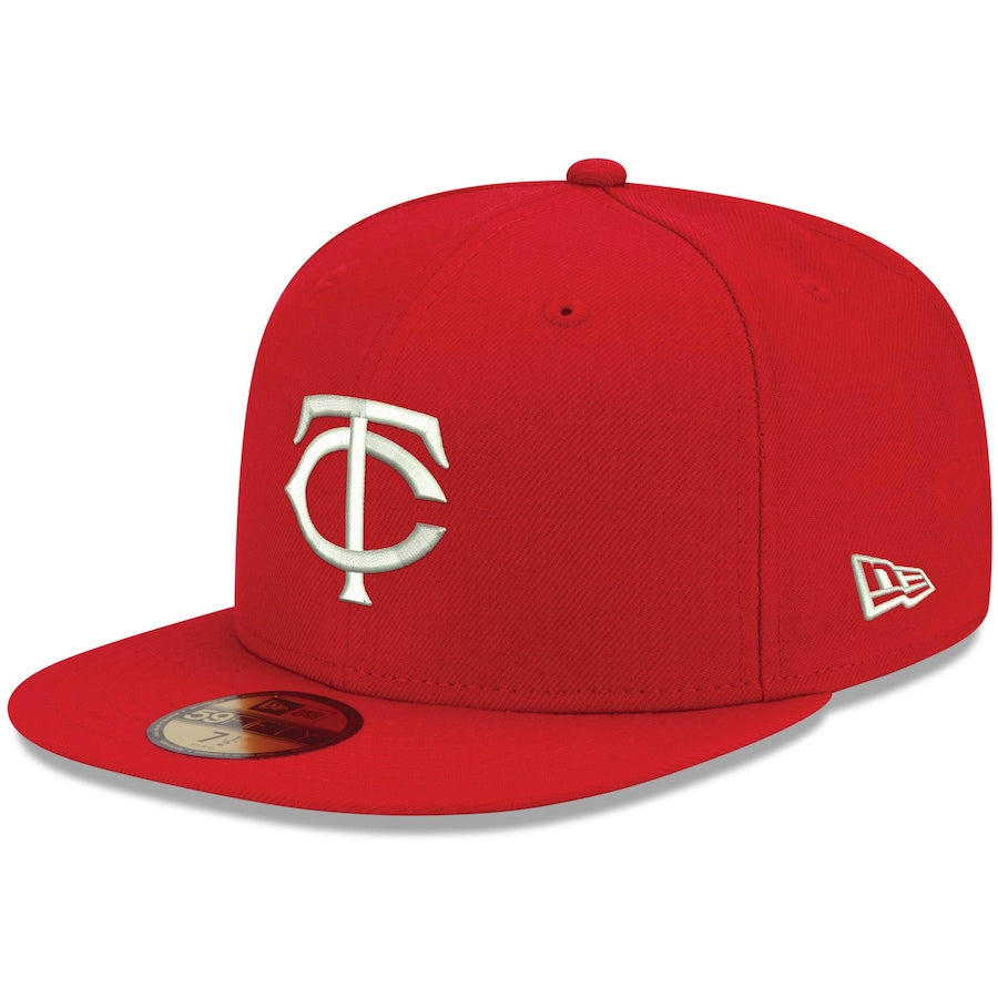 New Era Red Minnesota Twins Logo White 59FIFTY Fitted Hat