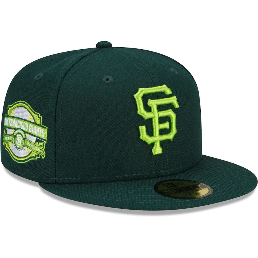 New Era San Francisco Giants Green 2000 Oracle Park Inaugural Season Color Fam Lime Undervisor 59FIFTY Fitted Hat
