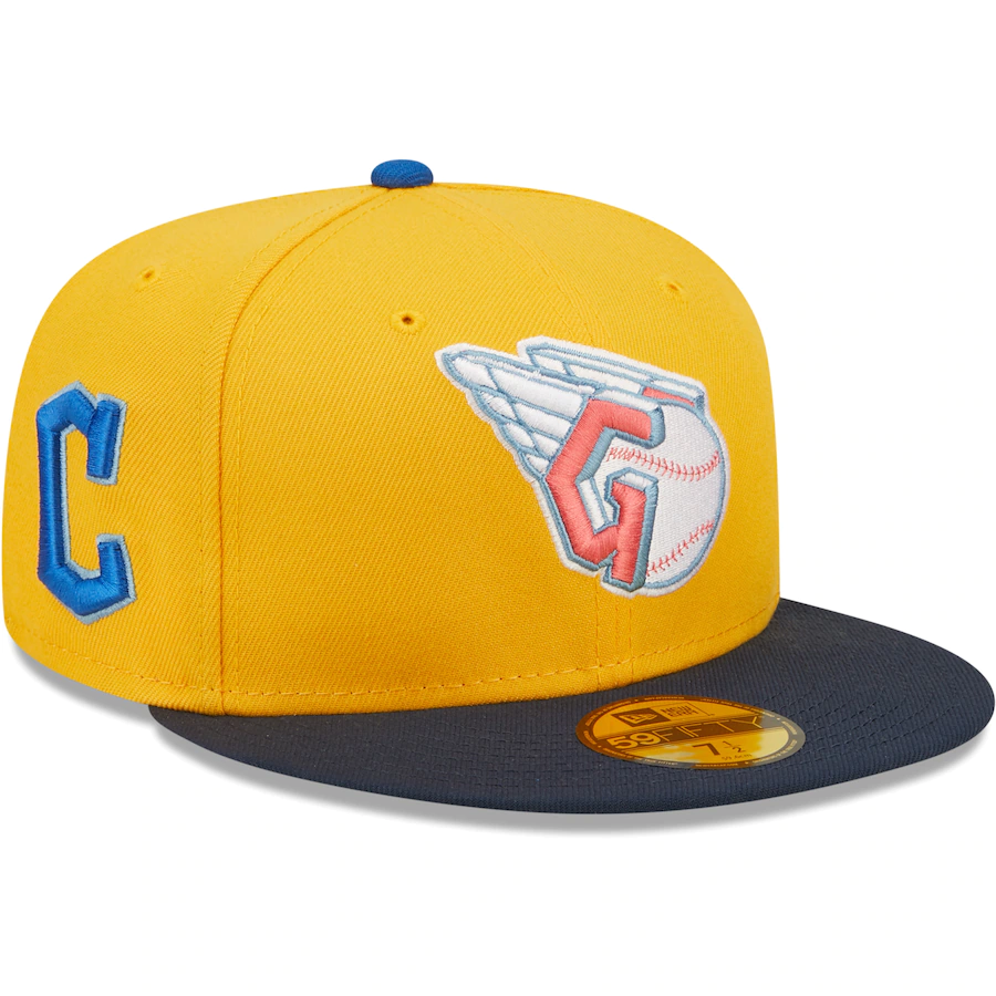 New Era Cleveland Guardians Gold/Azure Team Logo Undervisor 59FIFTY Fitted Hat