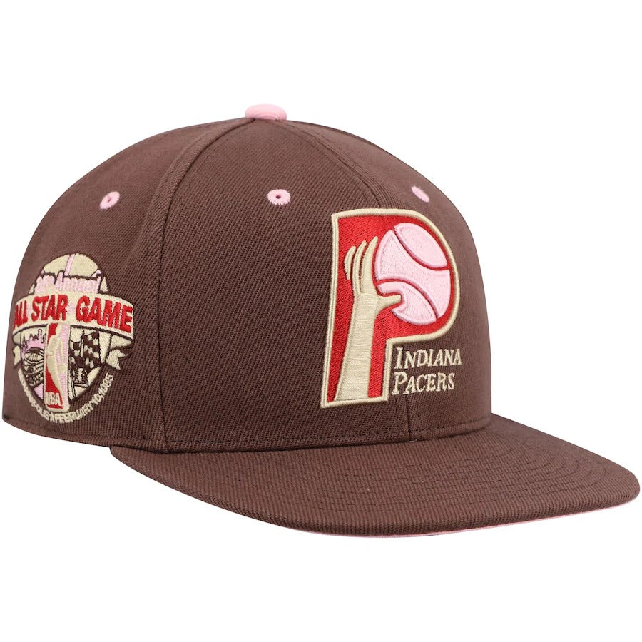 Mitchell & Ness Indiana Pacers Brown 1985 NBA All-Star Game Hardwood Classics Brown Sugar Bacon Fitted Hat