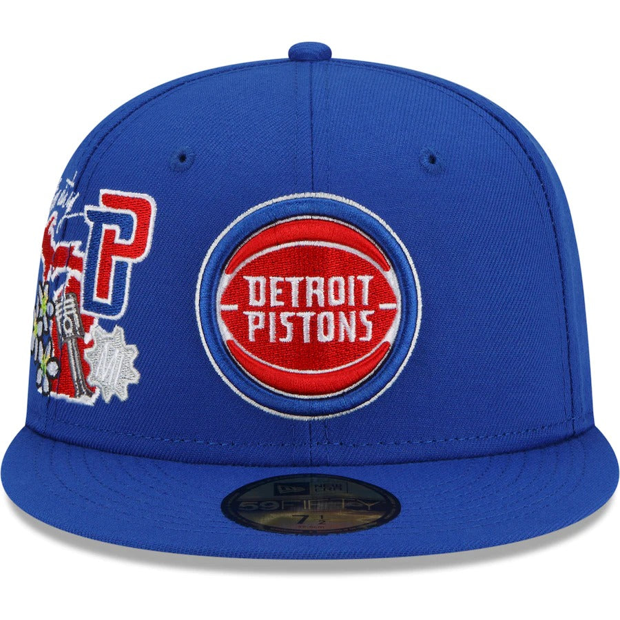 New Era Detroit Pistons Blue City Cluster 59FIFTY Fitted Hat