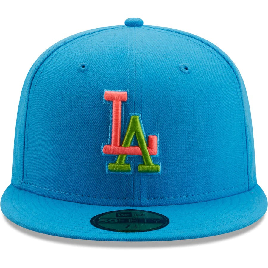 New Era Los Angeles Dodgers Light Blue Pink Glow Undervisor 59FIFTY Fitted Hat