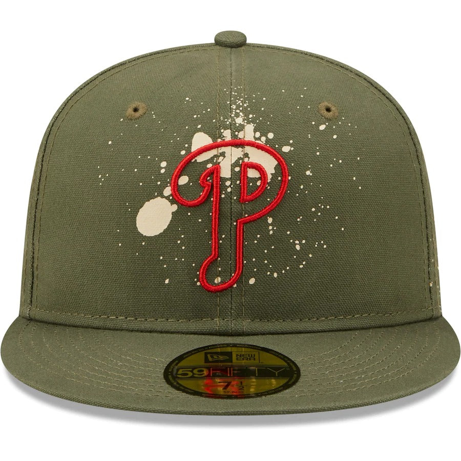 New Era Philadelphia Phillies Olive Splatter 59FIFTY Fitted Hat