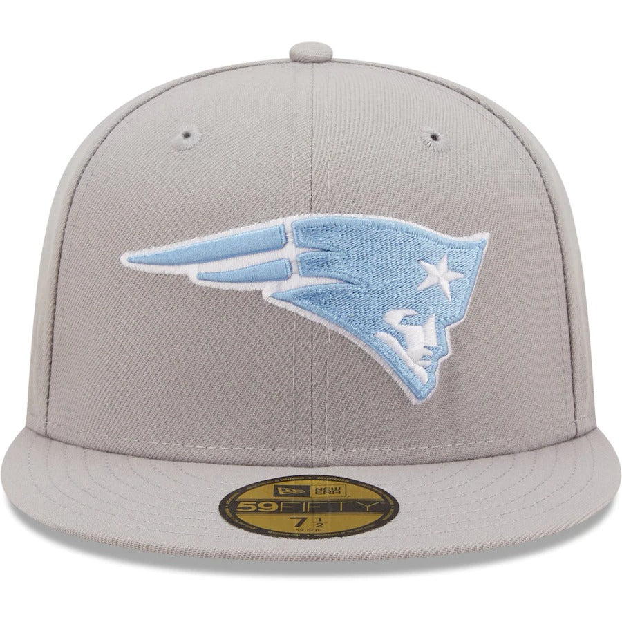 New Era New England Patriots Gray Super Bowl XLII Sky Blue Undervisor 59FIFTY Fitted Hat