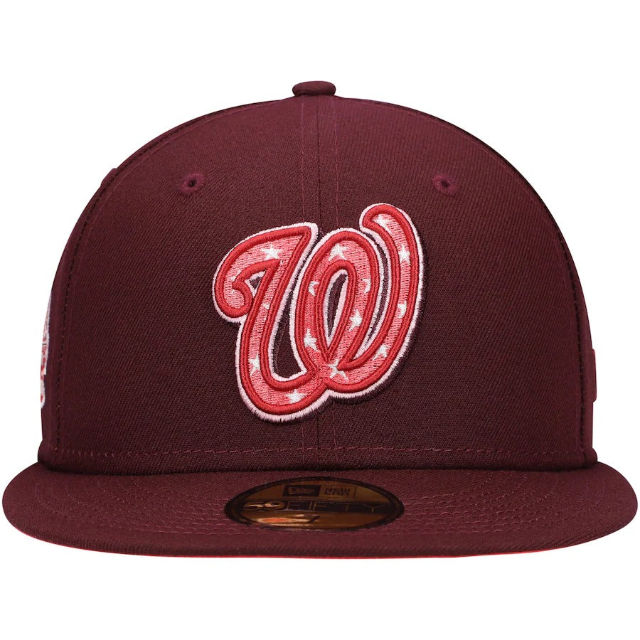 New Era Washington Nationals Maroon Color Fam Lava Red Undervisor 59FIFTY Fitted Hat