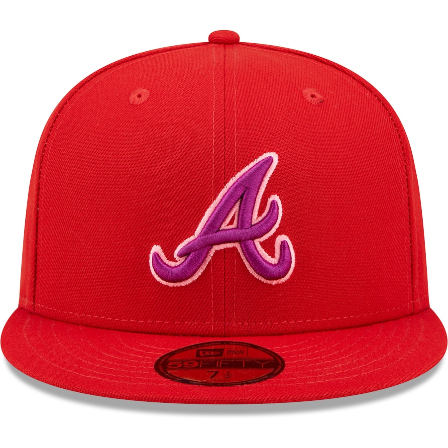 New Era Red Atlanta Braves Purple Undervisor 59FIFTY Fitted Hat