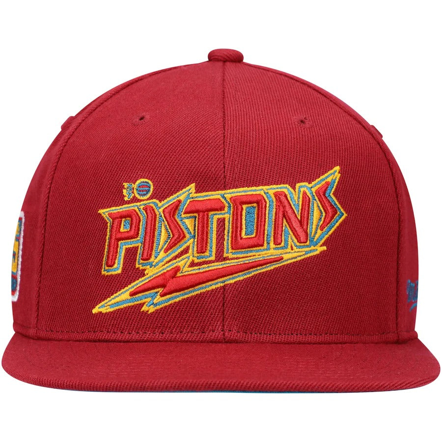 Mitchell & Ness x Lids Detroit Pistons Red 35th Anniversary Hardwood Classics Northern Lights Fitted Hat