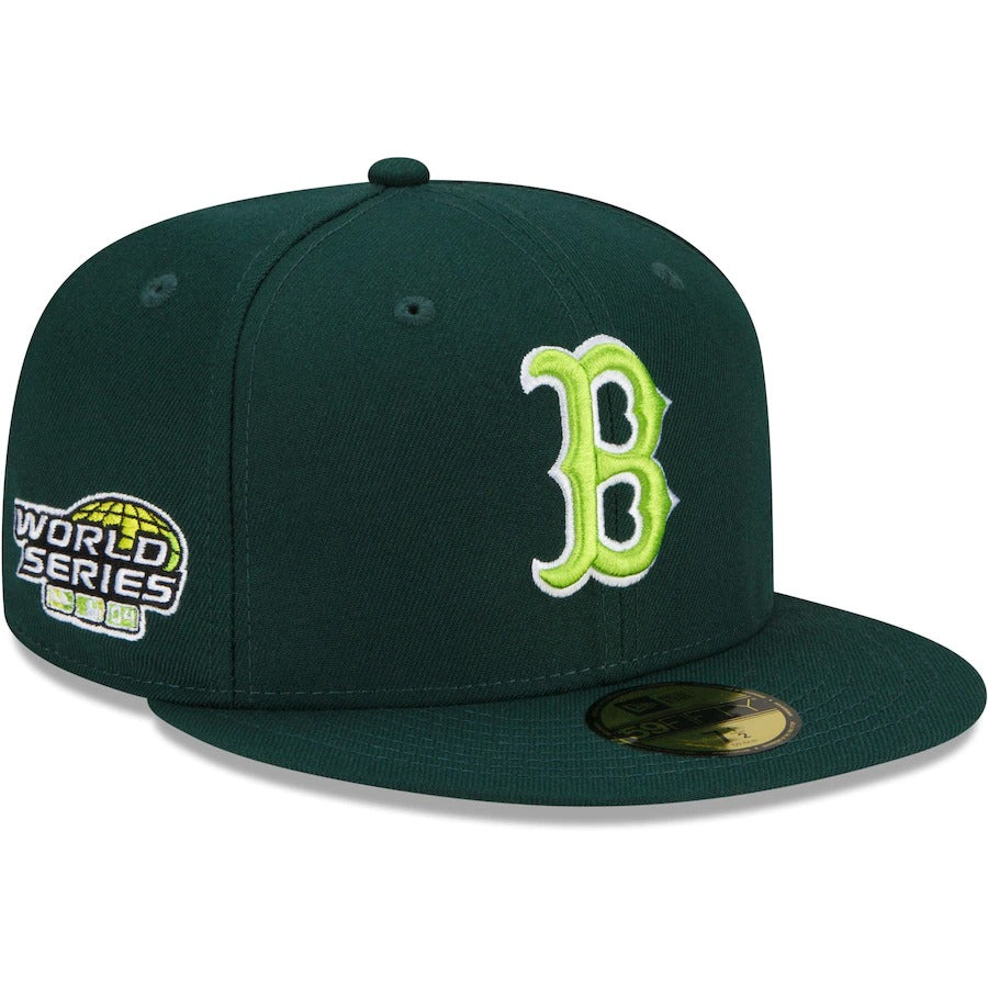 New Era Boston Red Sox Green 2004 World Series Color Fam Lime Undervisor 59FIFTY Fitted Hat