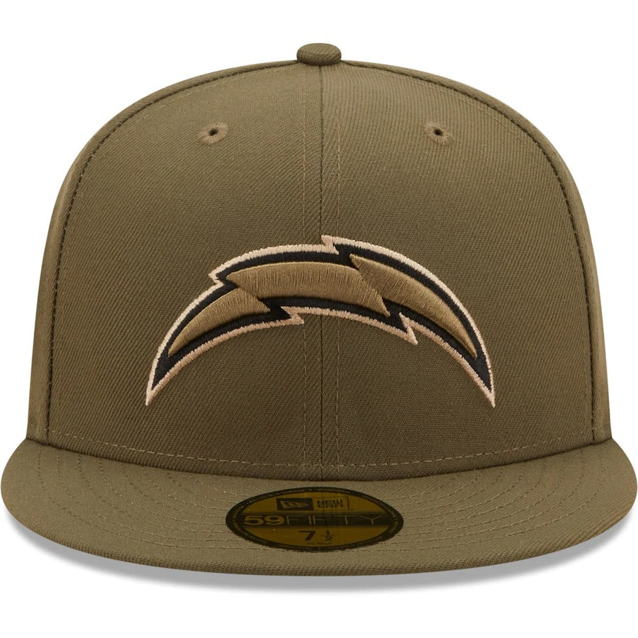 New Era Los Angeles Chargers Olive Super Bowl XXIX Camo Undervisor 59FIFTY Fitted Hat