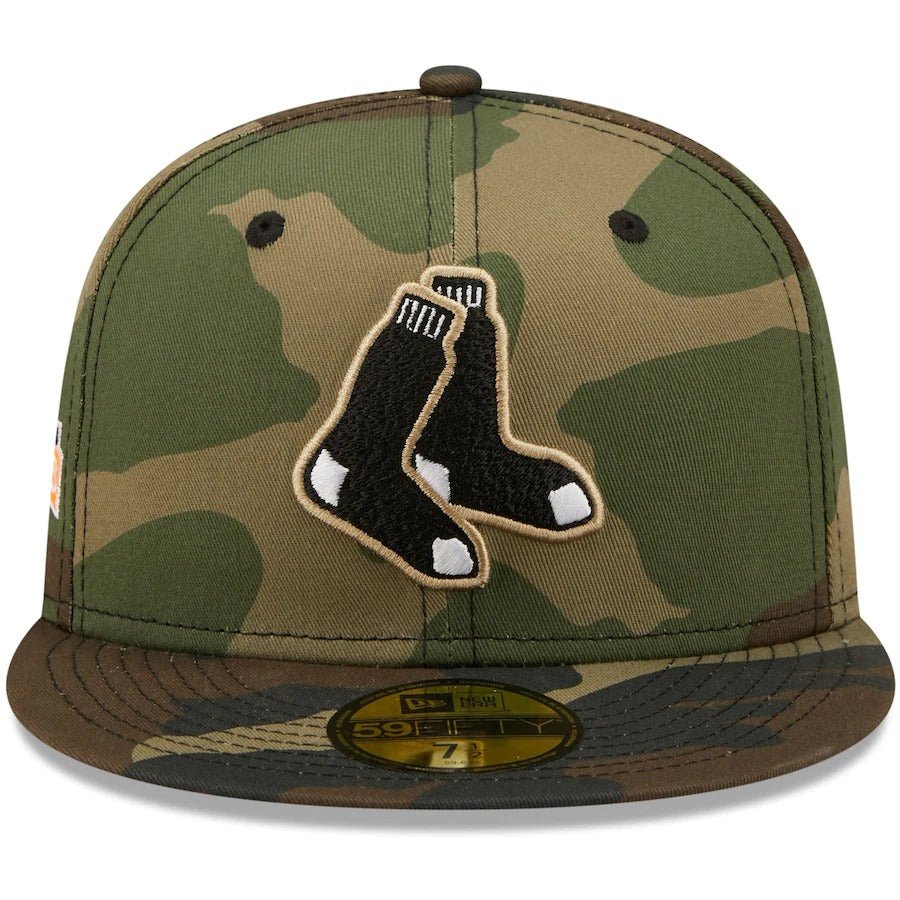 New Era Boston Red Sox Camo Fenway Park 100th Anniversary Flame Undervisor 59FIFTY Fitted Hat