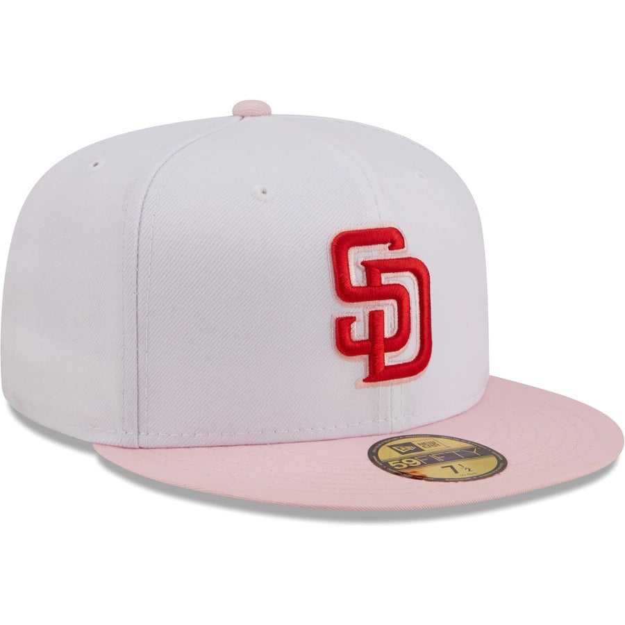 New Era San Diego Padres White/Pink Scarlet Undervisor 59FIFTY Fitted Hat