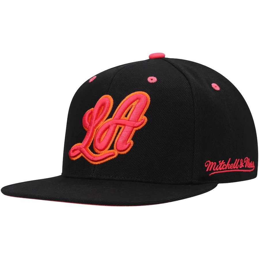 Mitchell & Ness x Lids Los Angeles Lakers Black 35th Anniversary Hardwood Classics Sunset Fitted Hat