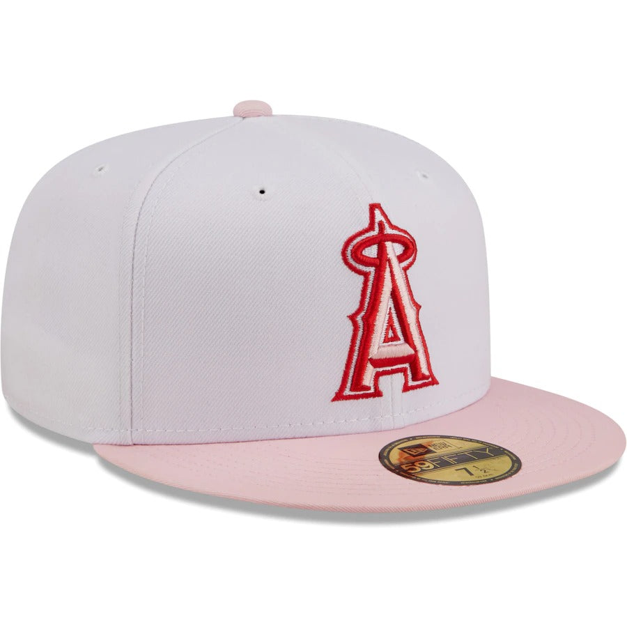 New Era Los Angeles Angels White/Pink Scarlet Undervisor 59FIFTY Fitted Hat