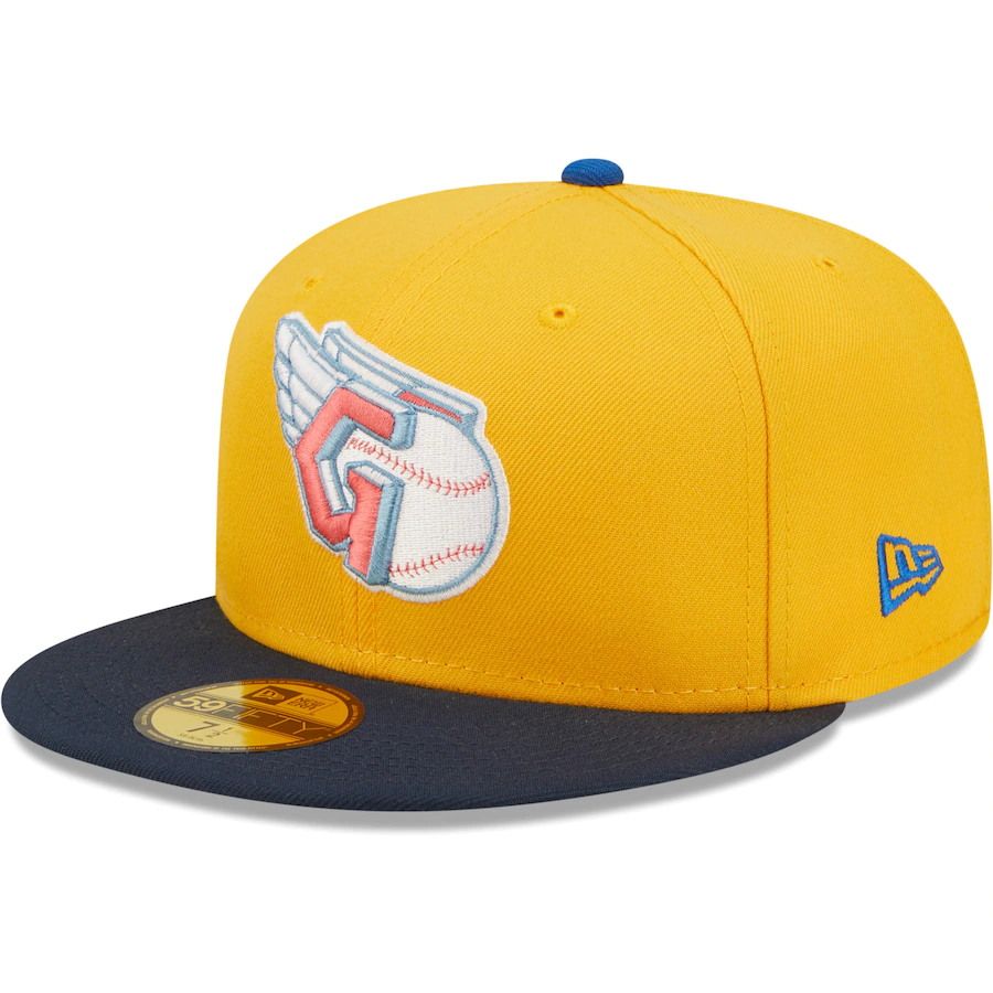 New Era Cleveland Guardians Gold/Azure Team Logo Undervisor 59FIFTY Fitted Hat