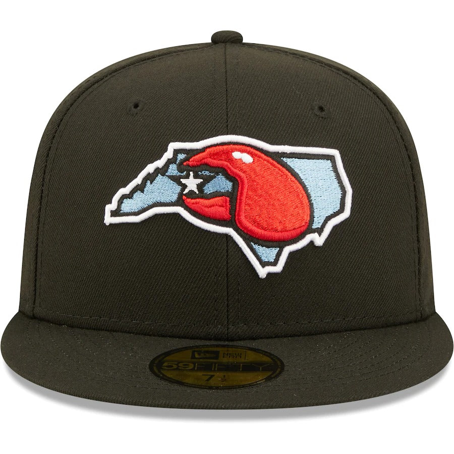 New Era Hickory Crawdads Black Authentic Collection Road 59FIFTY Fitted Hat