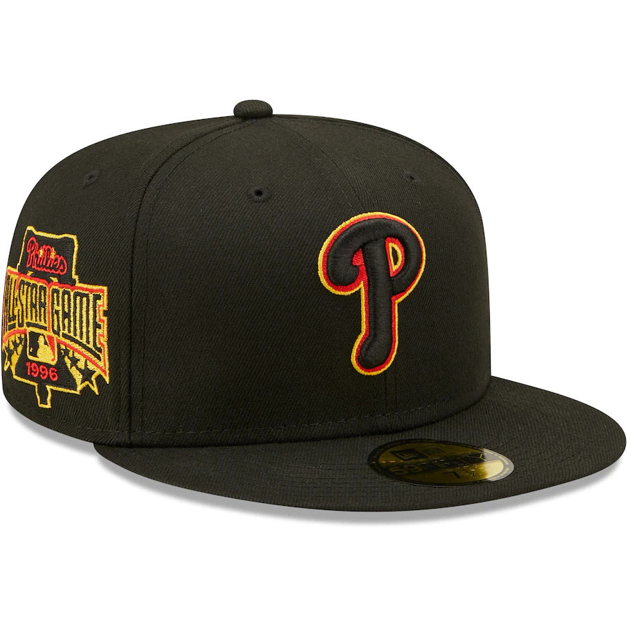 New Era Black Philadelphia Phillies 1996 MLB All-Star Game Gold Undervisor 59FIFTY Fitted Hat