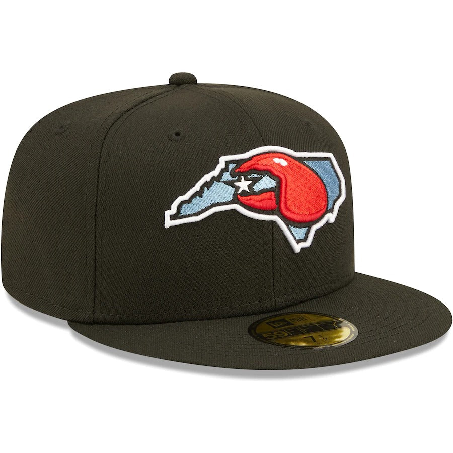 New Era Hickory Crawdads Black Authentic Collection Road 59FIFTY Fitted Hat