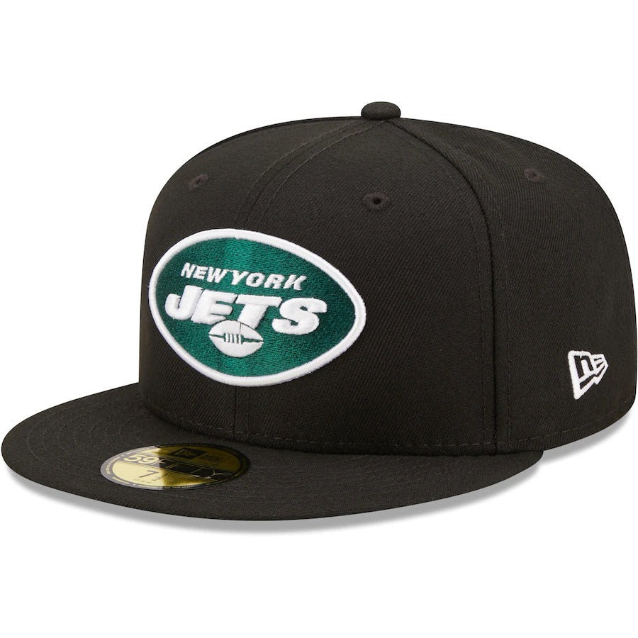 New Era Black New York Jets 50th Anniversary Patch 59FIFTY Fitted Hat