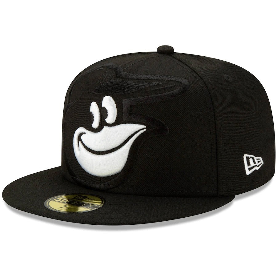 New Era Black Baltimore Orioles Monochrome Logo Elements 59FIFTY Fitted Hat