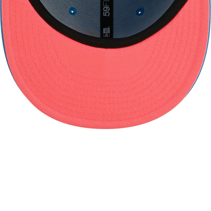 New Era Los Angeles Dodgers Light Blue Pink Glow Undervisor 59FIFTY Fitted Hat