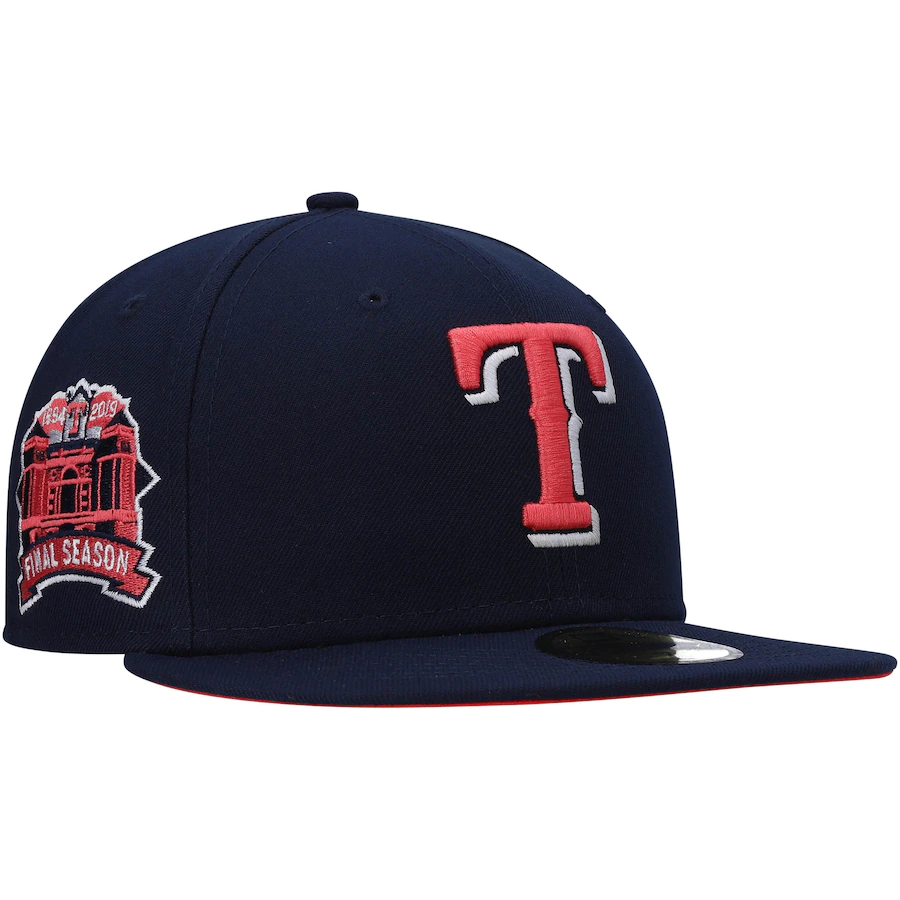 New Era Texas Rangers Navy Cooperstown Collection Choctaw Stadium Final Season Lava Undervisor 59FIFTY Fitted Hat