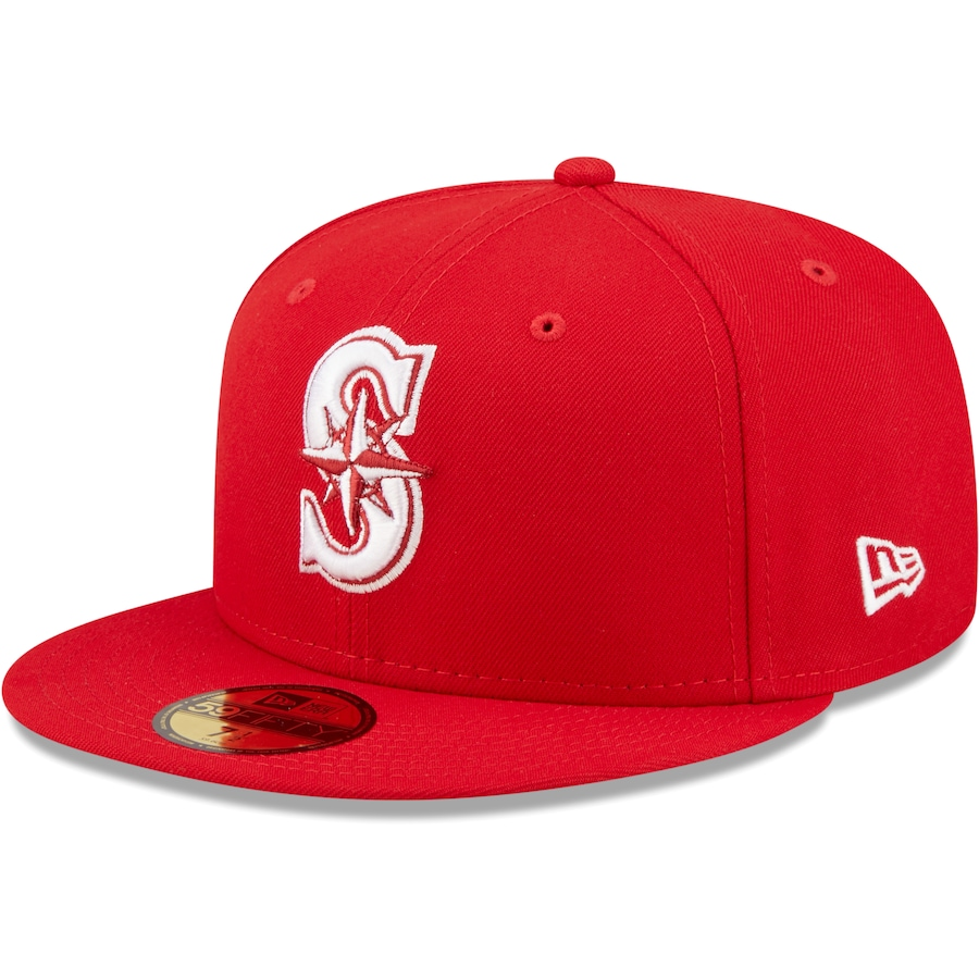 New Era Seattle Mariners Red Logo White 59FIFTY Fitted Hat