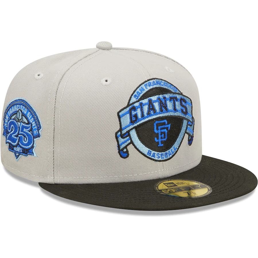 New Era San Francisco Giants 25th Anniversary Gray/Black Blue Undervisor 2022 59FIFTY Fitted Hat