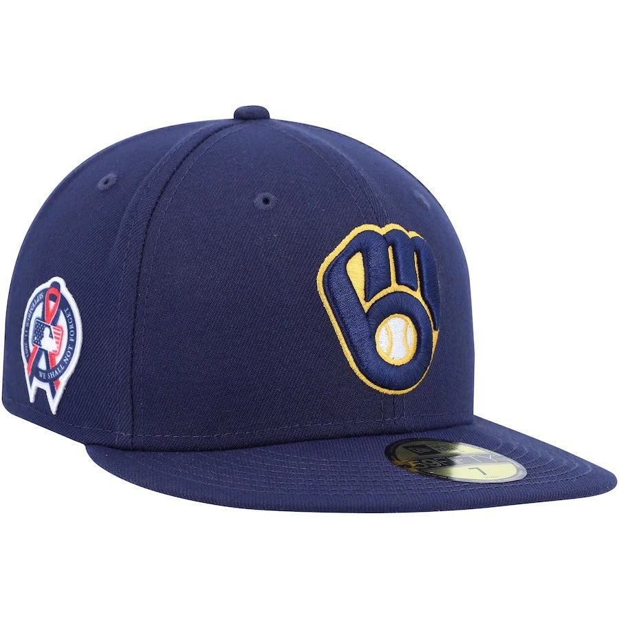 New Era Milwaukee Brewers Navy 9/11 Memorial Side Patch 59FIFTY Fitted Hat