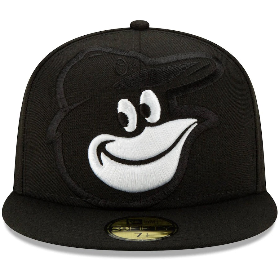 New Era Black Baltimore Orioles Monochrome Logo Elements 59FIFTY Fitted Hat