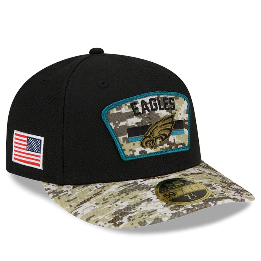 New Era Black/Camo Philadelphia Eagles 2021 Salute To Service Low Profile 59FIFTY Fitted Hat