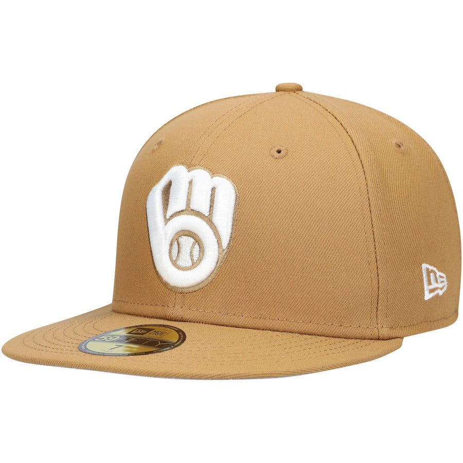 New Era Tan Milwaukee Brewers Wheat 59FIFTY Fitted Hat