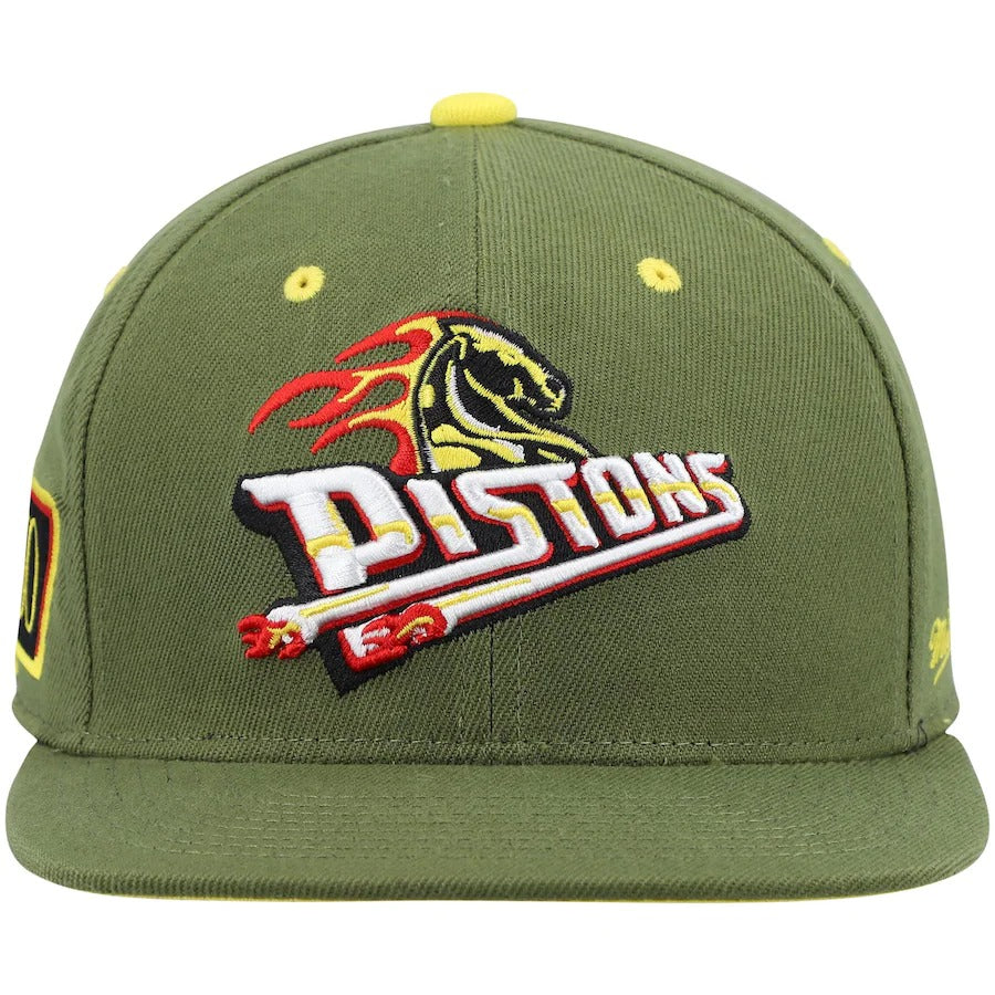 Mitchell & Ness x Lids Detroit Pistons Olive 50th Anniversary Hardwood Classics Dusty Fitted Hat
